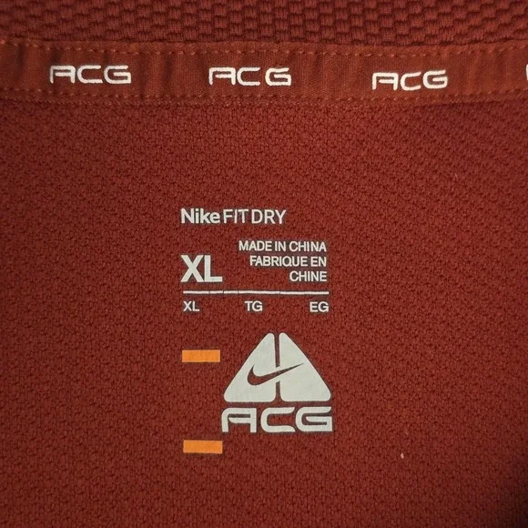 Nike ACG Mens Fit Dry 1/4 Zip Red Athletic Running Pullover Sweater Sz XLarge XL - Picture 4 of 6